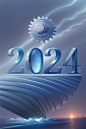 梦幻奇异数字2024艺术字立体字模型图片
