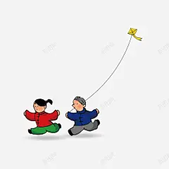 手绘卡通小孩放风筝高清素材 页面网页 平面电商 创意素材 png素材