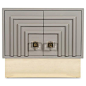 Elegant and symmetrical, the Art Deco Credenza is a modern twist on the classic art deco styling. Its two trellis doors and grey gloss finish make this piece classic and stunning. Dimensions: 29" W x 18" D x 20" H  * To inquire about custom