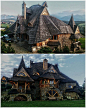 Imgur Post - Imgur Beautiful Buildings, Beautiful Homes, Beautiful Places, Unusual Buildings, Interesting Buildings, Houses In Poland, Architecture Cool, Victorian Architecture, Wooden Cottage