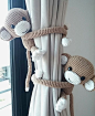 Monkey curtain tie back cotton yarn crochet monkey by thujashop  another gorgeous pin- https://www.pinterest.com/pin/389913280215803463/