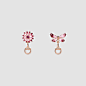 Gucci Flora earrings in rose gold, enamel and rubies