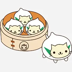 手绘白猫馒头免抠素材_新图网 https://ixintu.com 包子矢量图 手绘 白猫馒头 蒸包 面包 面食 食物 馒头