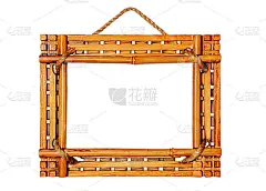 竹相框孤立在白色背景。