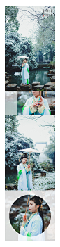 《雪院》  雪花如雨落，  飘洒入院中。  佳人静于院，  美艳不胜收。