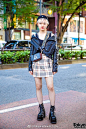 #原宿街拍# Harajuku Girl Street Style w/ Snidel Leather Jacket, Burberry Plaid Skirt, Never Mind the XU & Marc Jacobs O网页链接 ​​​​