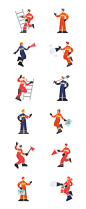 Firefighters Flat People Characters消防员扁平人物插画

