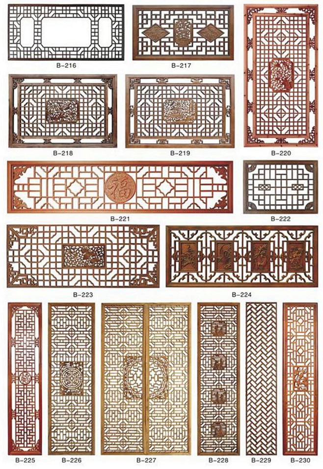 中式装修实木花格隔断墙定做吊顶玄关门窗屏...