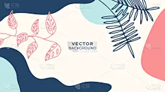 有机背景与花卉和几何元素。社交媒体帖子、移动应用、横幅设计、网页或互联网广告。时尚波西米亚背景。放荡