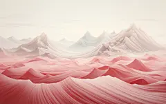 粉色山脉黄绿色波浪纹理背景