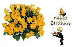 情绪 生日贺卡 玫瑰 出生日期 祝贺 问候卡 蝴蝶 一束花朵