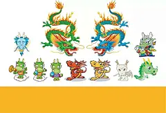 中国龙吉祥物矢量动物插画AI|动物插画|绘画设计|角色|卡通动物|卡通人物|卡通人物图片|漫画动物|漫画人物|人物素材|人物图片|矢量动物|矢量人物|矢量图|手绘动物|水彩