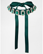 Asos Emerald Jewel Ribbon Choker Necklace - Lyst