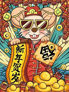 鼠年大吉 国潮风 插画素材 无印良品来自老师们的分享
#每次删除手机照片的我##每日插画推荐##艺术绿洲等你来# ​​​​