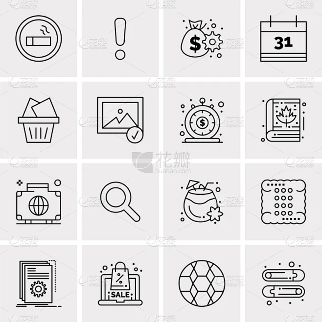 set 16 universal icons business素材-花瓣网