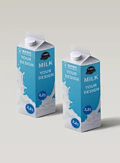 蓝色牛奶的饮料包装样机