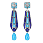 Pair of white gold, turquoise, lapis and diamond earrings, Fred Leighton