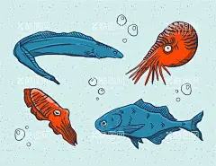 卡通海洋生物  - 源文件下载【酷图网】卡通海洋生物,矢量海洋生物,海洋生物插画,海洋生物插图,鱼,矢量鱼,卡通鱼,手绘鱼,鱼插画,鱼插图,水彩海洋生物,章鱼,矢量章鱼,卡通章鱼,手绘章鱼,水彩章鱼,章鱼插画