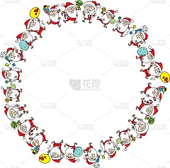 向量插图卡通圣诞老人圣诞贺卡行动系列