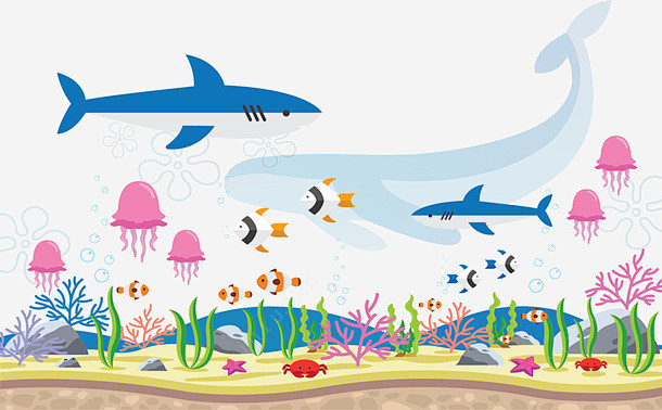 美丽海底海洋生物矢量图高清素材 海底 海...