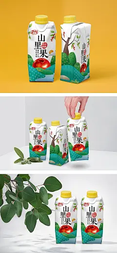 嶂石岩山里果山楂饮料包装插画设计以及各规格延伸设计 