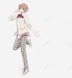 动漫格子校服少女卡通 创意素材
