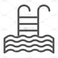 水,标志,梯子,线图标,游泳池,旅途,运动,简单,游泳,休闲