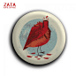 ZATA原创 复古插画 无头鸟与掉落的心脏 马口铁复古小徽章/胸章