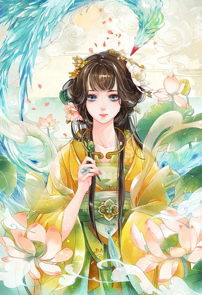木兰帝下-饼子会飞_插画,水彩,小清新,唯美,古风,妹子_涂鸦王国插画-花瓣网