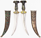 收藏于大都会博物馆的印度或波斯匕首，精致的上色与纹理 ​​​​