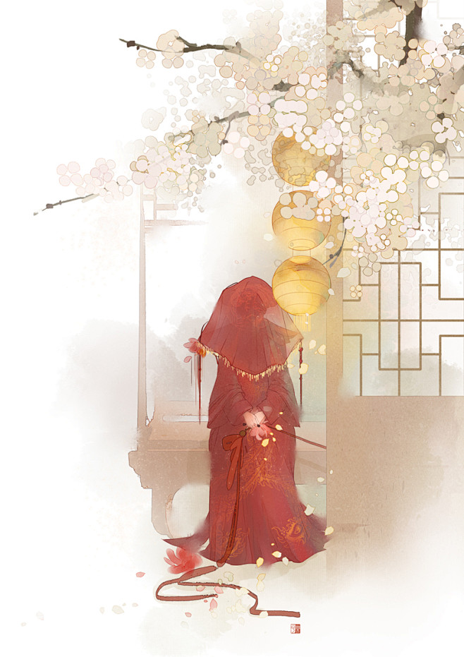 刻残红烛曾相待，旧事总依稀。古风 插画 ...