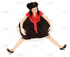 复古。海报女郎像木偶一样风格化