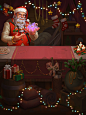 Santa merchant : Illustration for shop of Heroes Of Battle Cards game and its Christmas skin