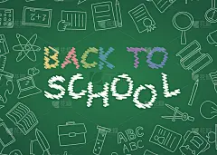 欢迎回到学校与涂鸦海报，很好的纺织面料设计，包装纸和网站壁纸