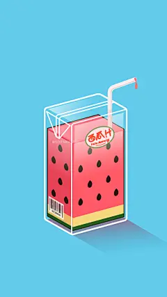 AI ILLUSTRATOR 手绘板绘西瓜汁饮料矢量图案插画海报平面设计教程