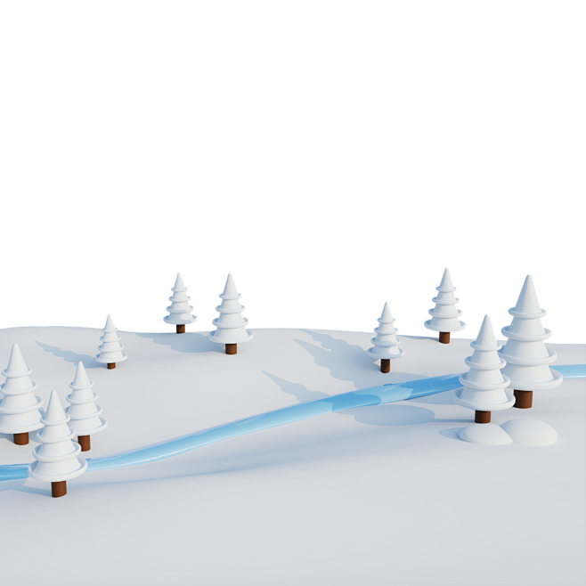 3DC4D立体冬天下雪雪山树木
