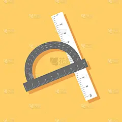 尺,黄色,平坦的,长阴影,测量工具,几何形状,厚木板,建筑业,设备用品,绘制