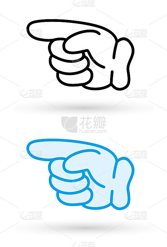 指向卡通手指，矢量