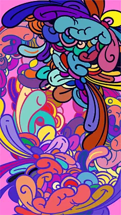 矢量图手绘抽象潮流七彩艺术涂鸦背景