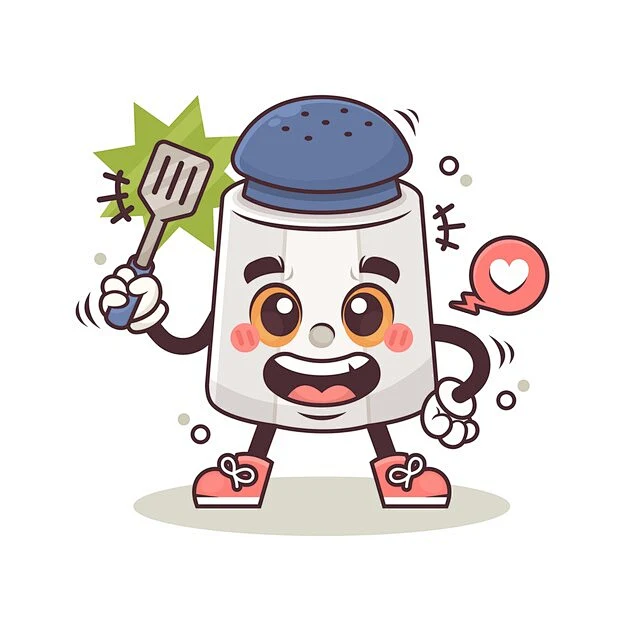 手绘盐卡通插图-花瓣网