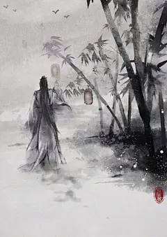 古风插画、风景、人物、手绘、水彩、水墨画，涂鸦、唯美、意境、背景壁纸。