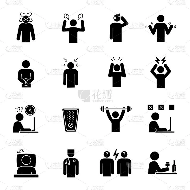 Emotional stress icons素材-花瓣网