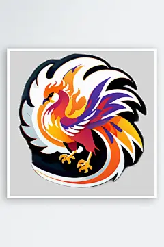 童趣凤凰卡通插画装饰贴图图案-众图网