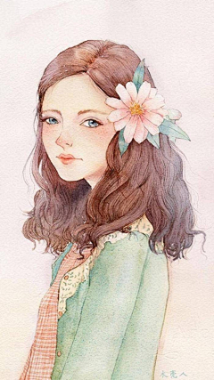 云间思采集到插画素材之女孩
