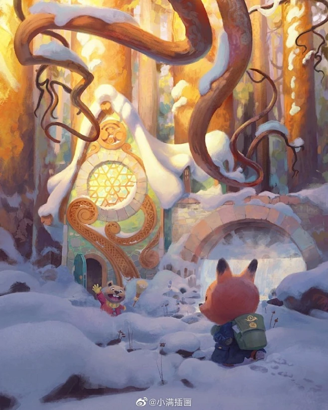 小满的插画分享 这就是童话中的梦幻森林吧，好爱好爱Works by Tuomas korpi #procreate##插画分享##儿童插画 ...