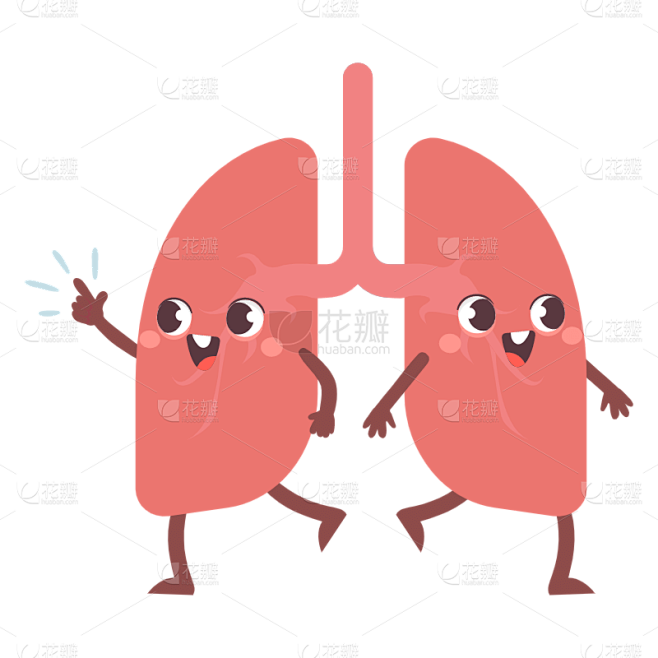 卡通拟人器官医疗元素贴纸-肺
