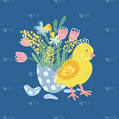 小的,蛋,鸡,花束,可爱的,传统,贺卡,复活节,含羞草酒,背景分离