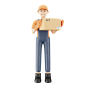 Courier delivery guy with package 3D Illustration
