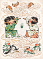 开始小青和小白的新年吉祥画排练 - 小红书