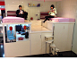 定制儿童子母床带护栏大储物柜书桌组合小户型多功能家具城堡床-tmall.com天猫